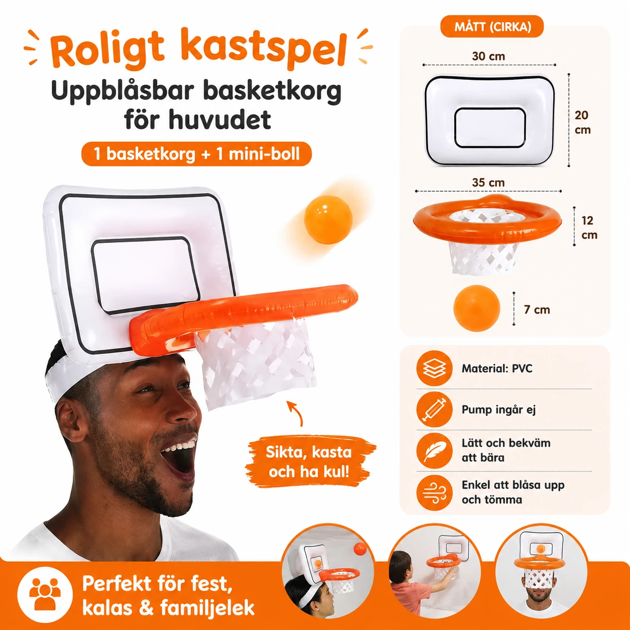 Basketkorg Huvud Uppblåsbar – Roligt Kastspel