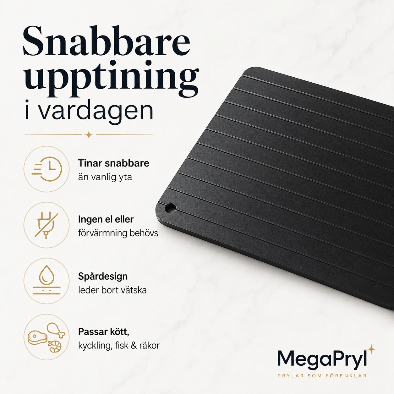 Upptiningsbricka för Fryst Mat med Spårdesign