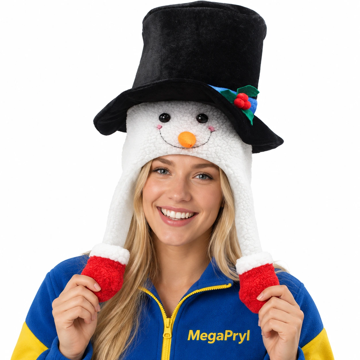 Snögubbe Mjuk Mössa med Cylinderhatt och Vantar