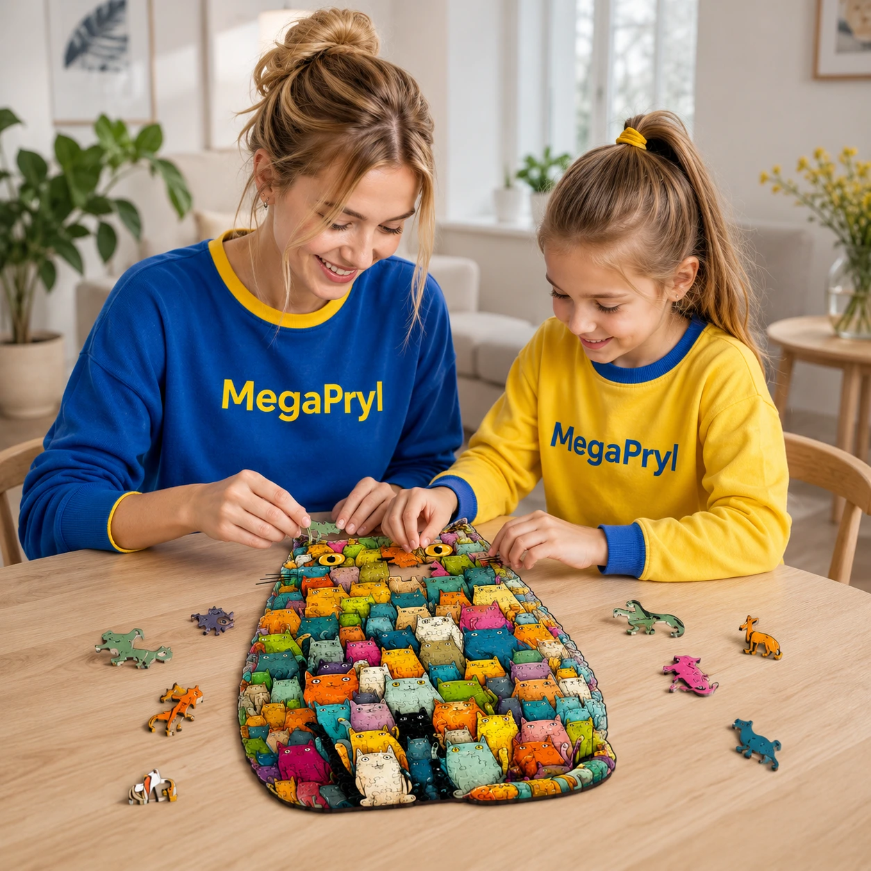 Träpussel Katt med Unika Bitar och Färgstarkt Motiv