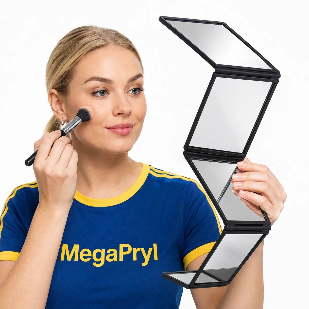 Hopfällbar 4-sidig sminkspegel för makeup och hår