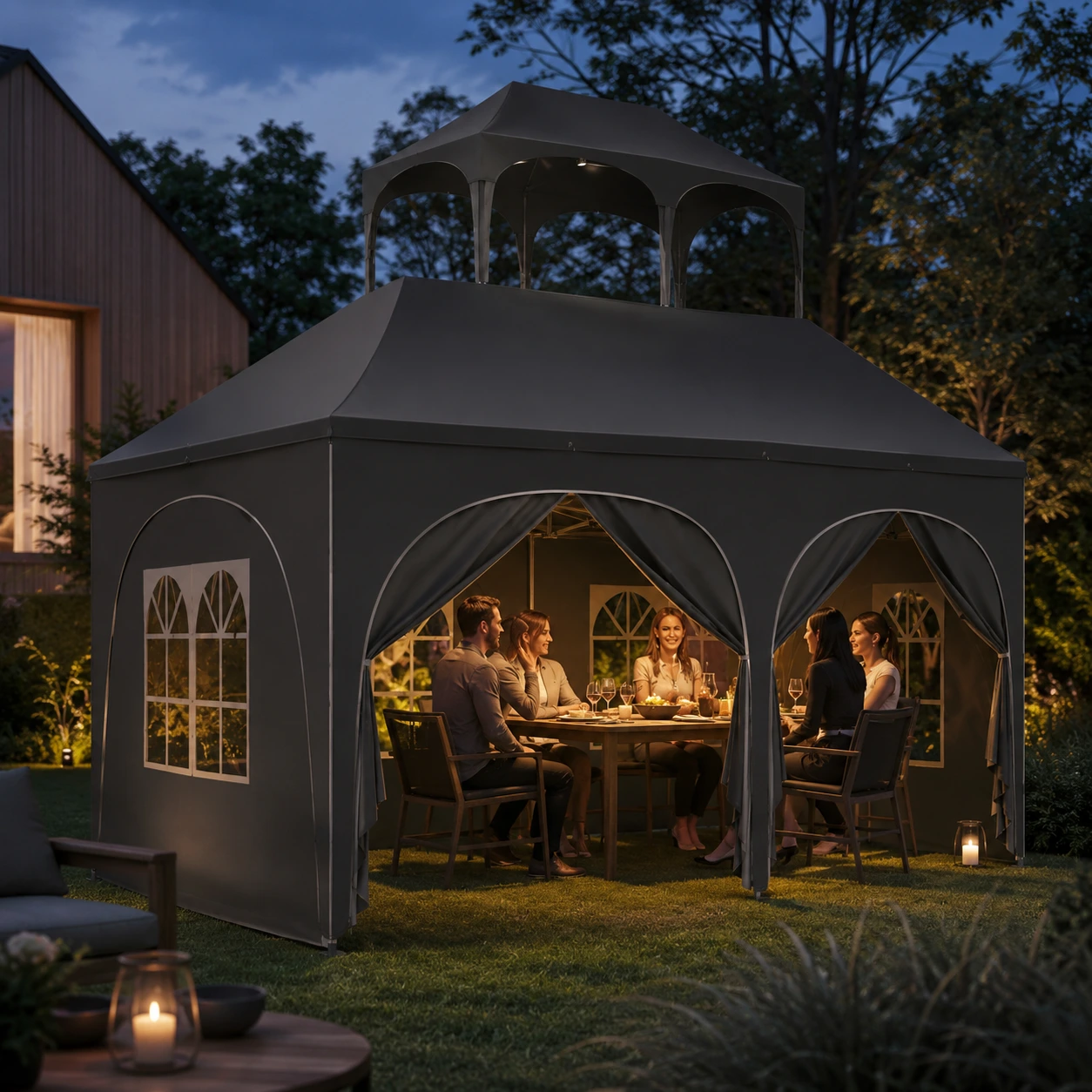 Partytält Pop-up med Sidoväggar - 3x6
