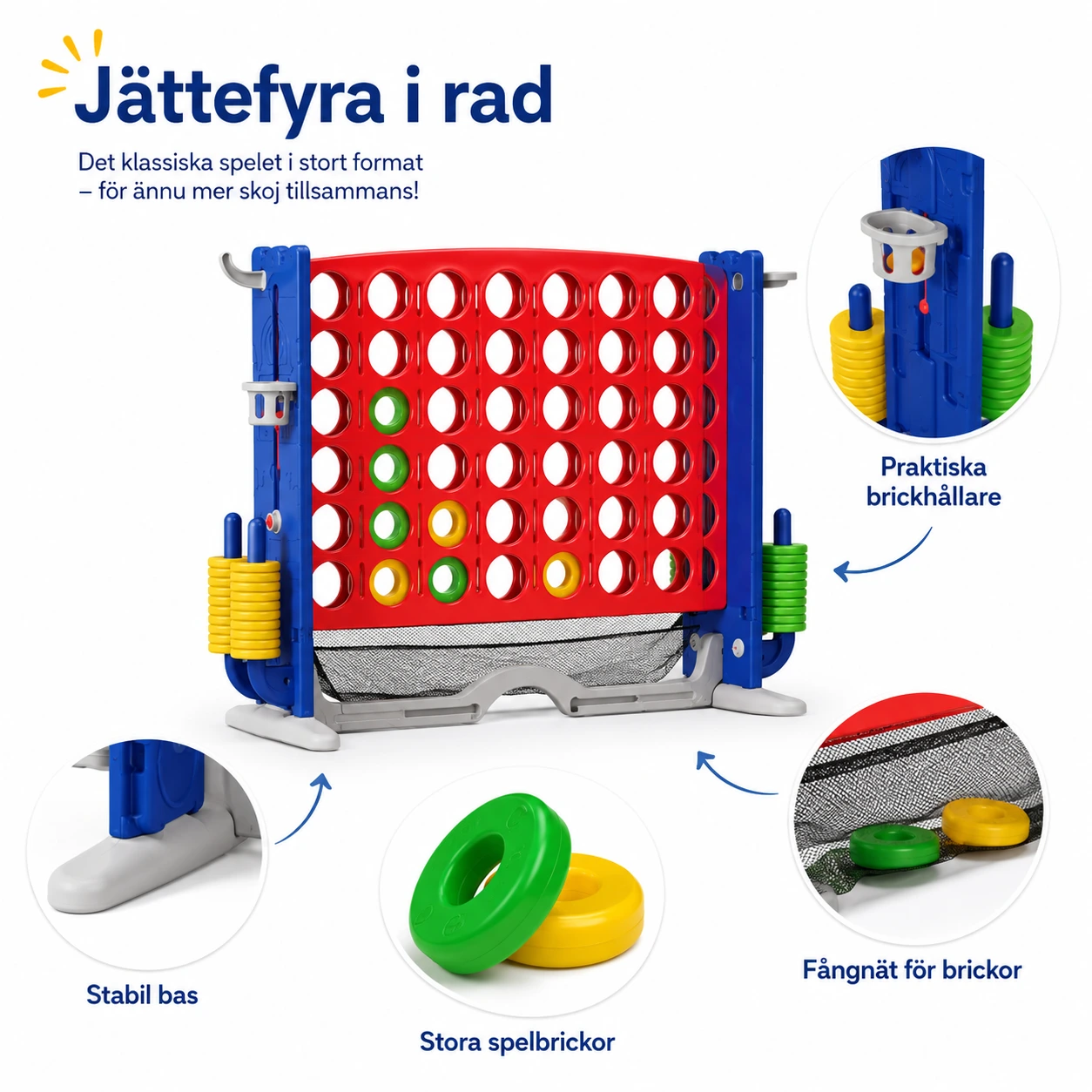 Fyra i rad-spel för barn och familj, stort format