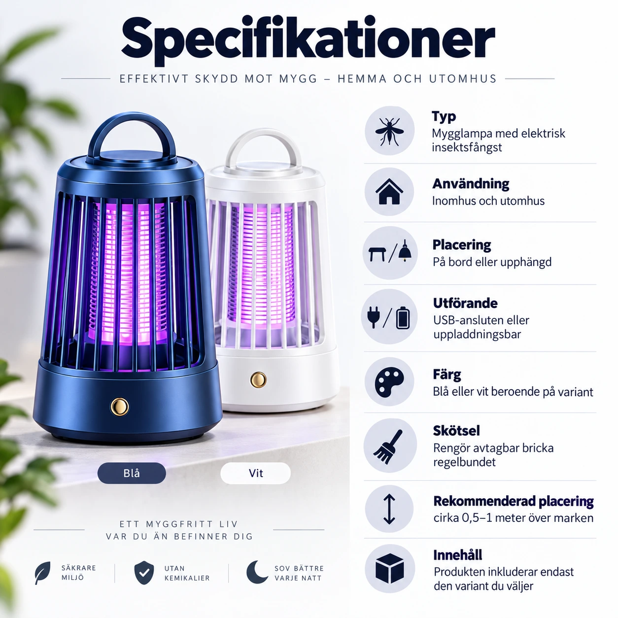 Mygglampa för inomhus och utomhusbruk