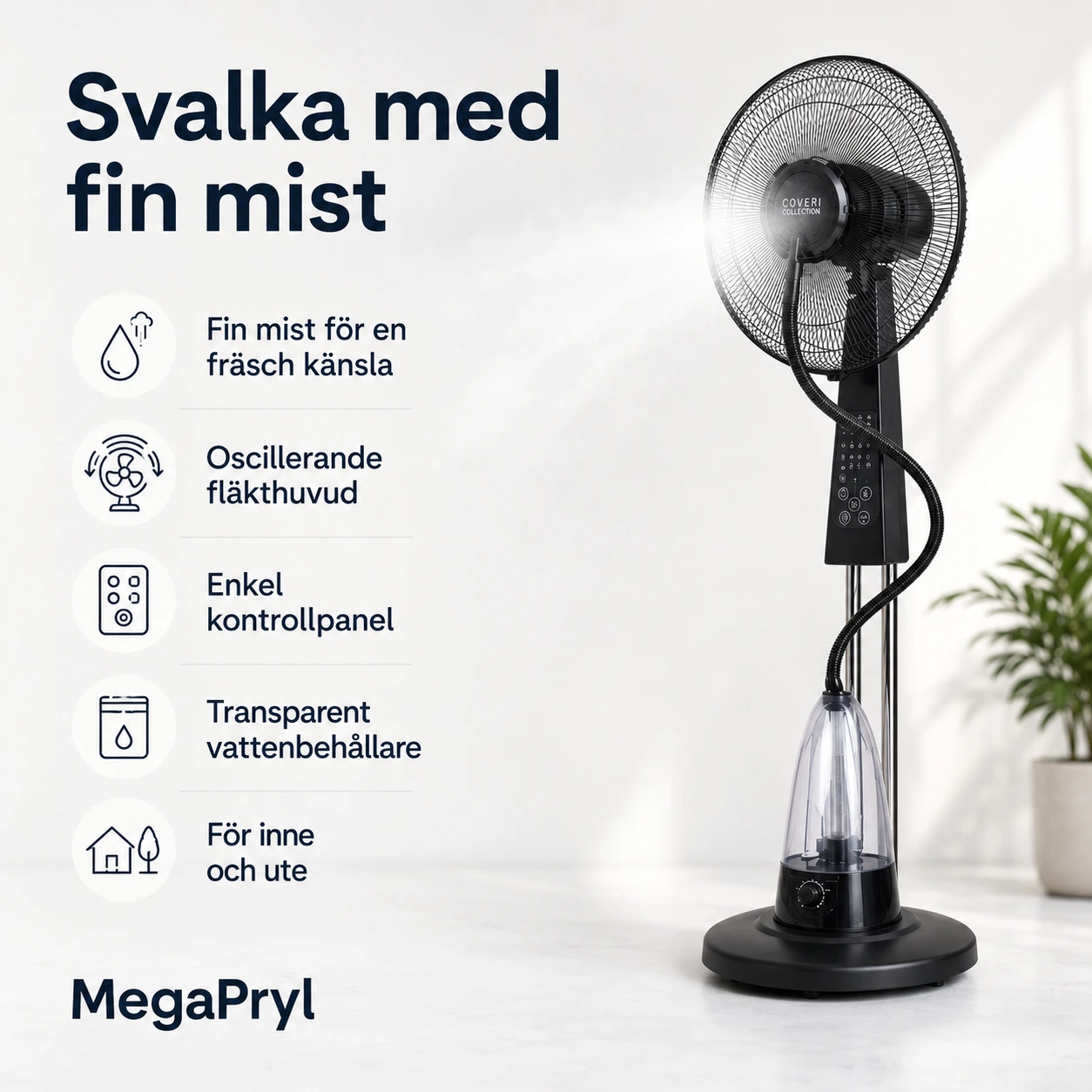 Golffläkt med Mist 120 cm för Inne och Ute, 40 cm Oscillerande Fläkthuvud