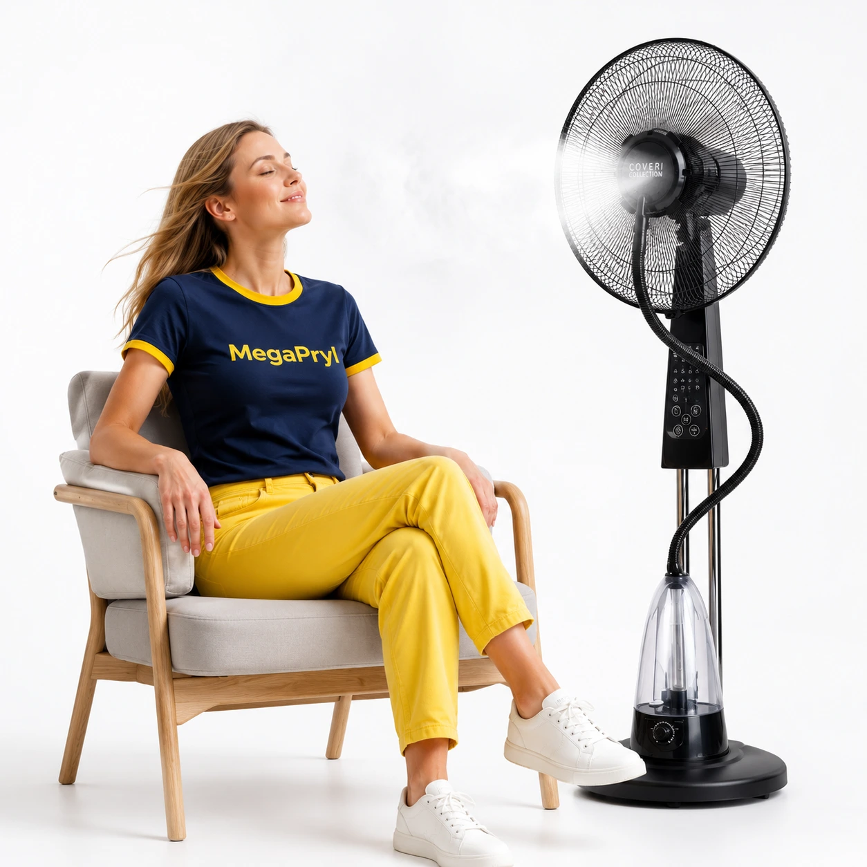 Golffläkt med Mist 120 cm för Inne och Ute, 40 cm Oscillerande Fläkthuvud