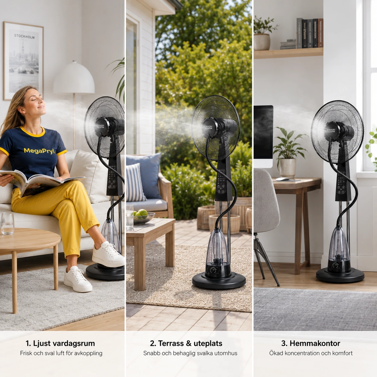 Golffläkt med Mist 120 cm för Inne och Ute, 40 cm Oscillerande Fläkthuvud