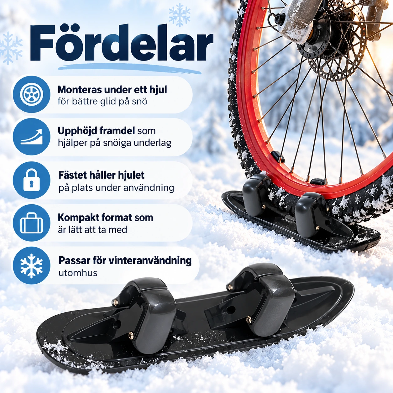 Snömed för hjul till cykel och vagn, 1 st