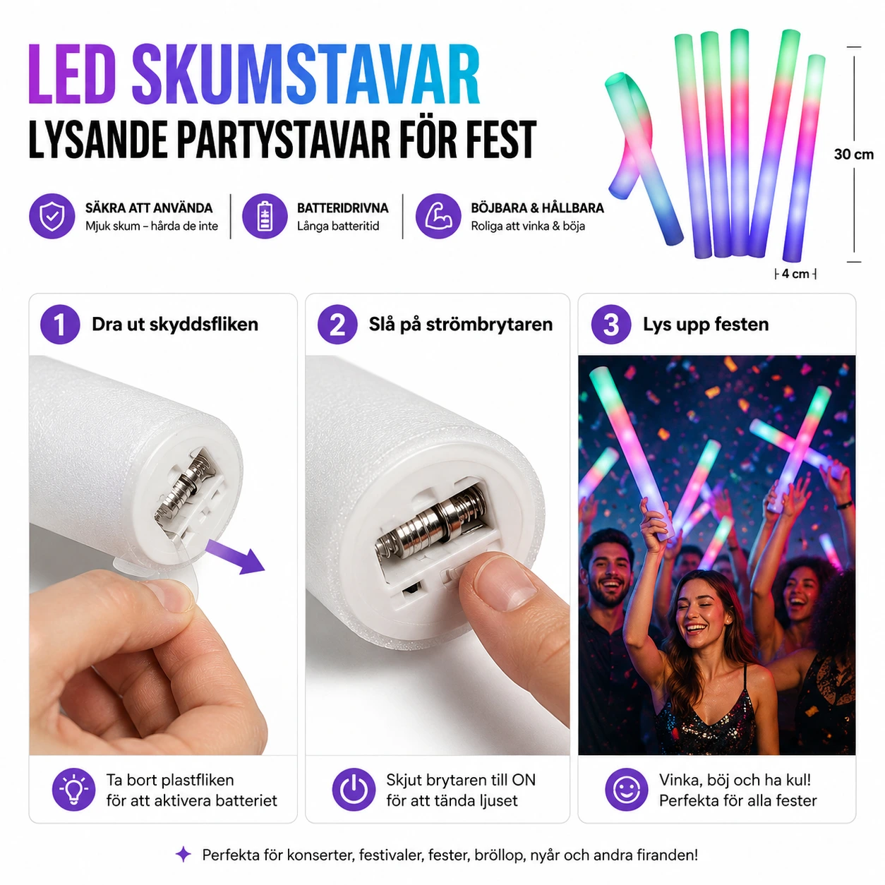 LED Skumstavar – Lysande Partystavar för Fest