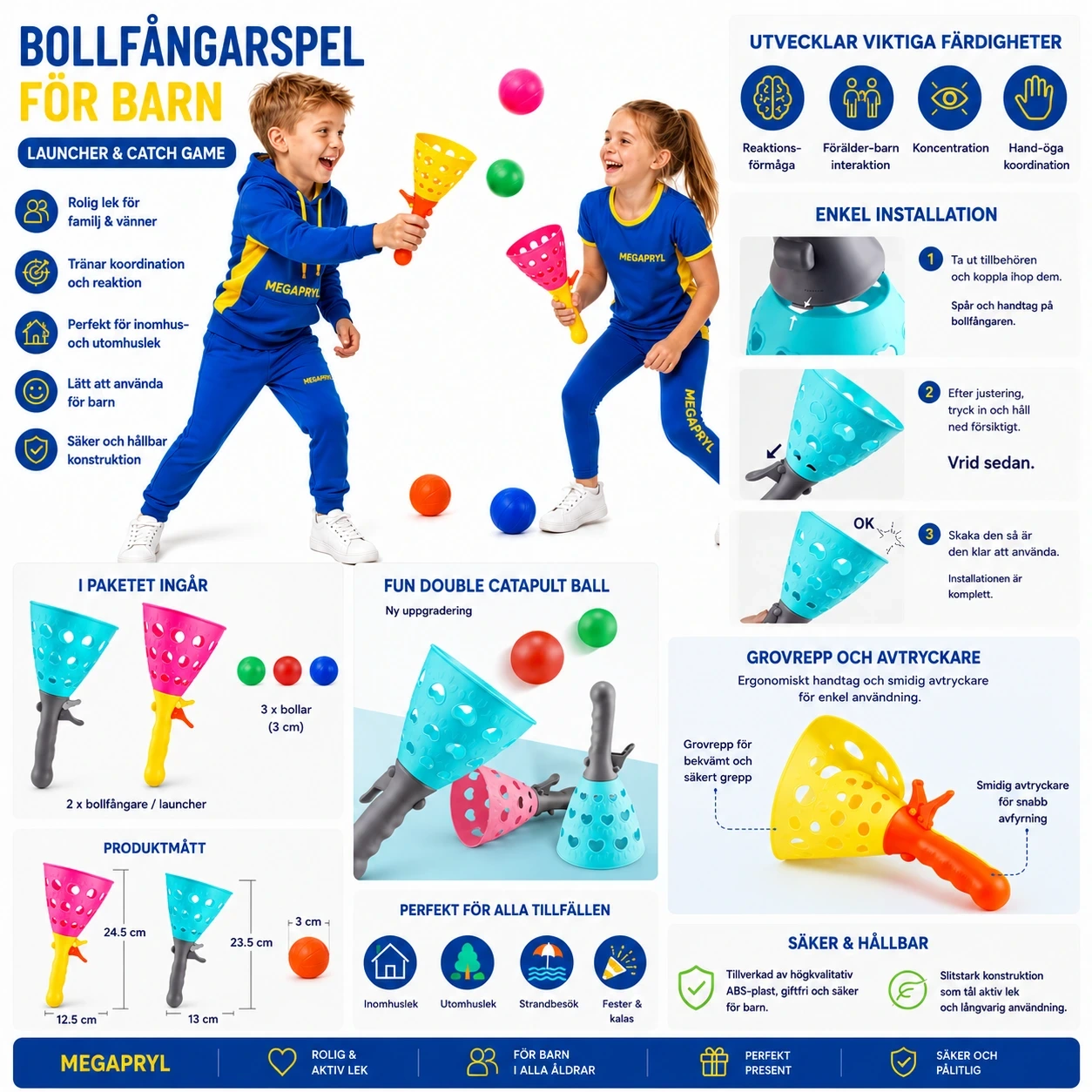 Bollfångarspel för Barn – Launcher & Catch Game