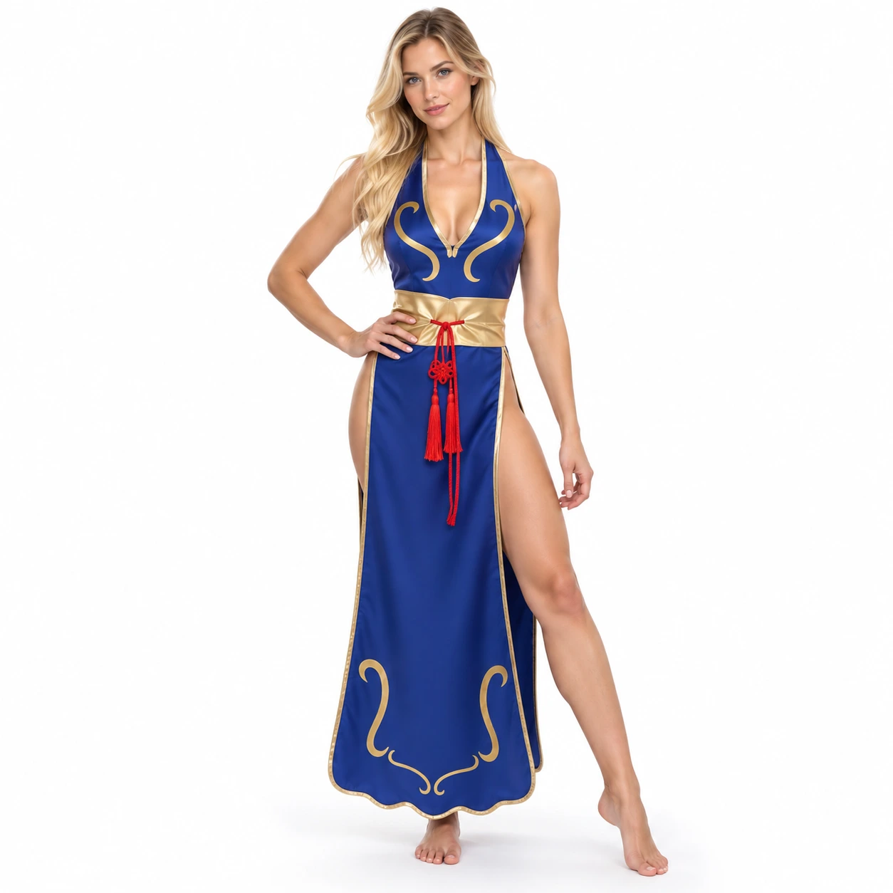 Cosplay-mekko halkiolla ja vyötärönauhalla