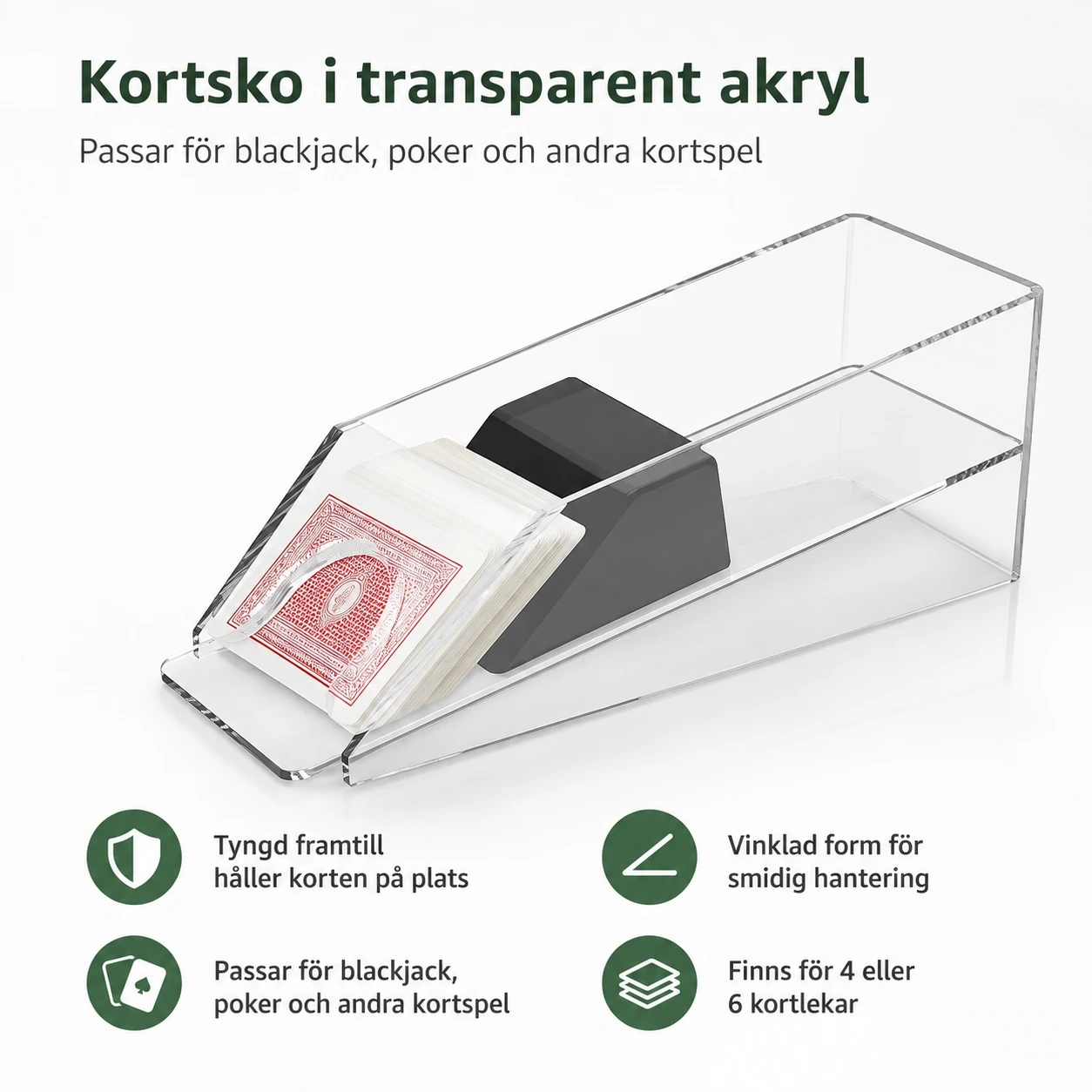 Kortsko för blackjack och poker i akryl