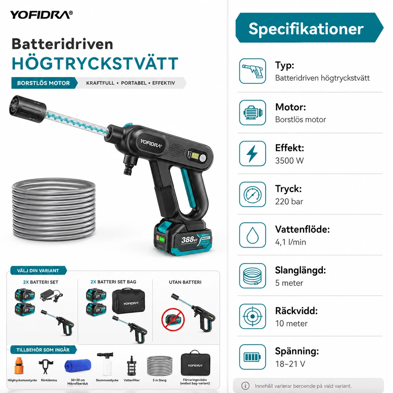 Batteridriven högtryckstvätt med borstlös motor