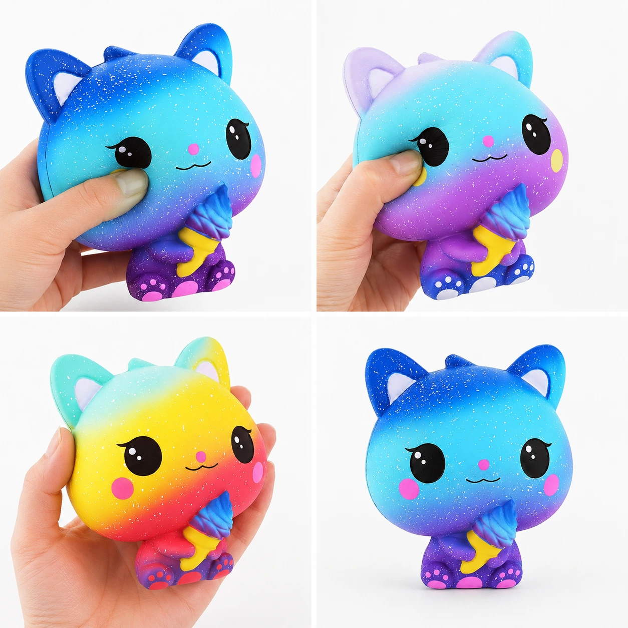 Squishy Katt – Mjuk Stressleksak med Regnbågsfärger