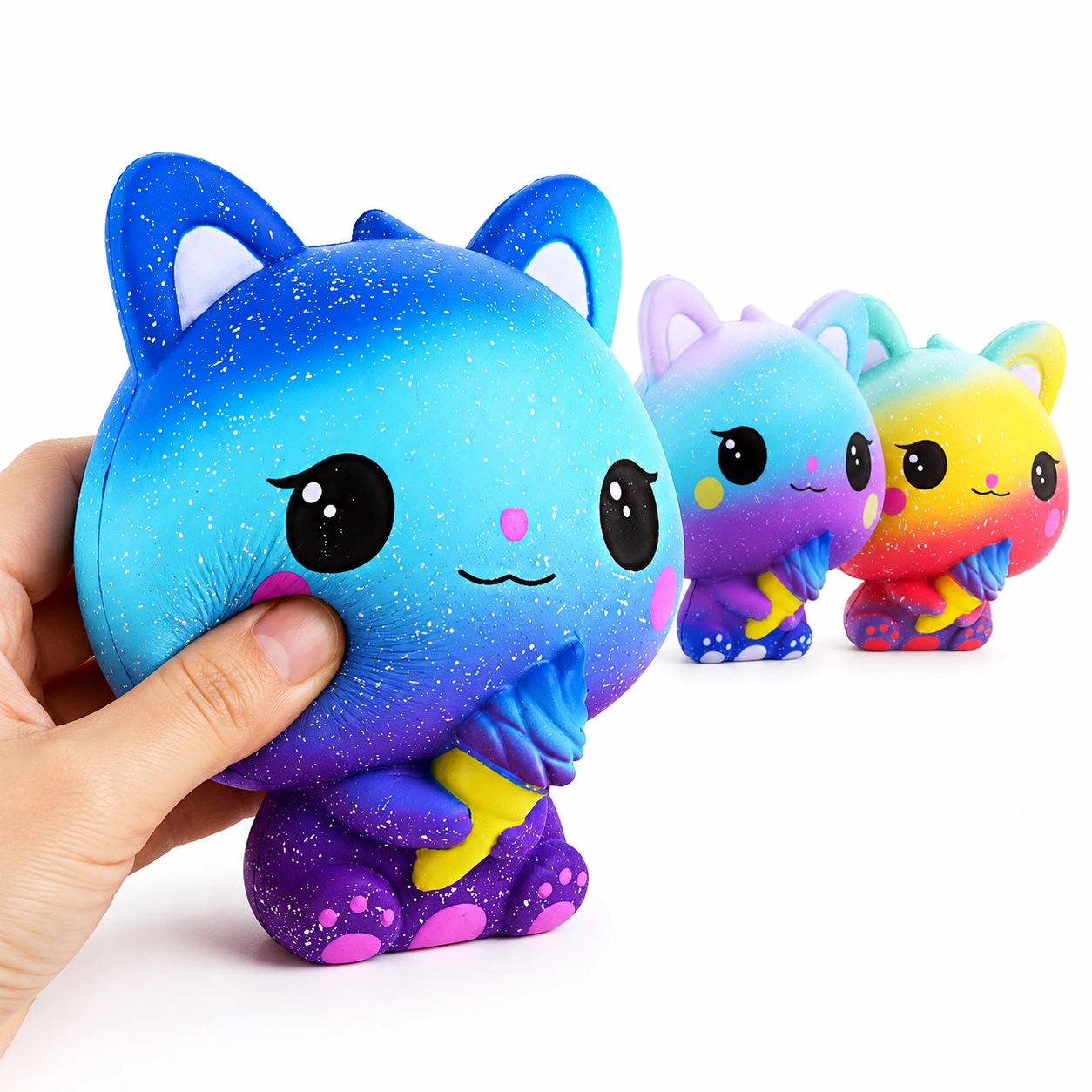 Squishy Katt – Mjuk Stressleksak med Regnbågsfärger