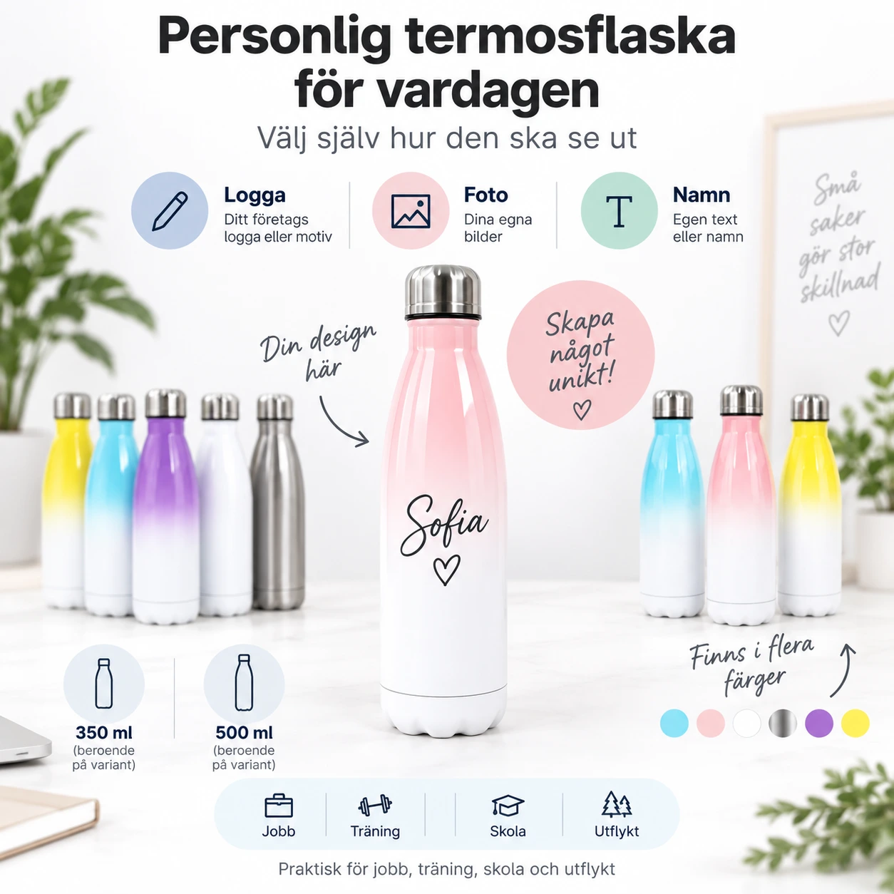 Personoitu termospullo omalla painatuksella 500 ml