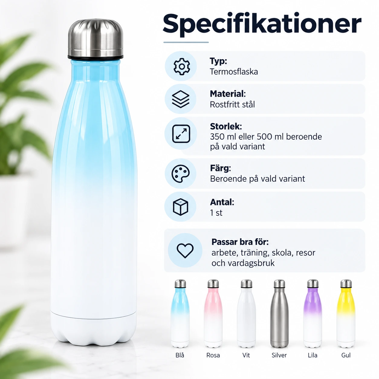 Personoitu termospullo omalla painatuksella 500 ml