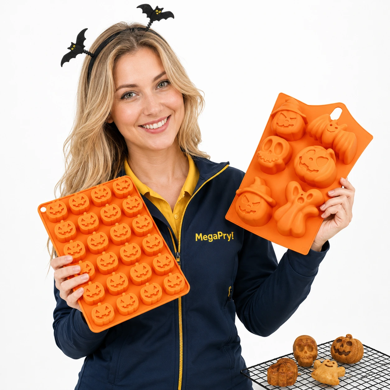 Halloweenform för bakning med pumpa och spöke