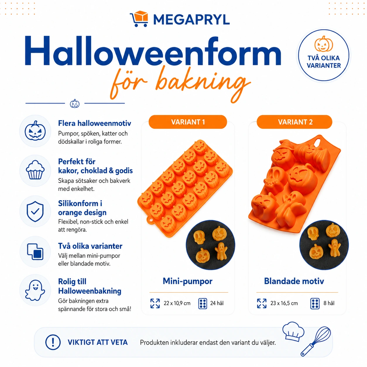 Halloweenform för bakning med pumpa och spöke