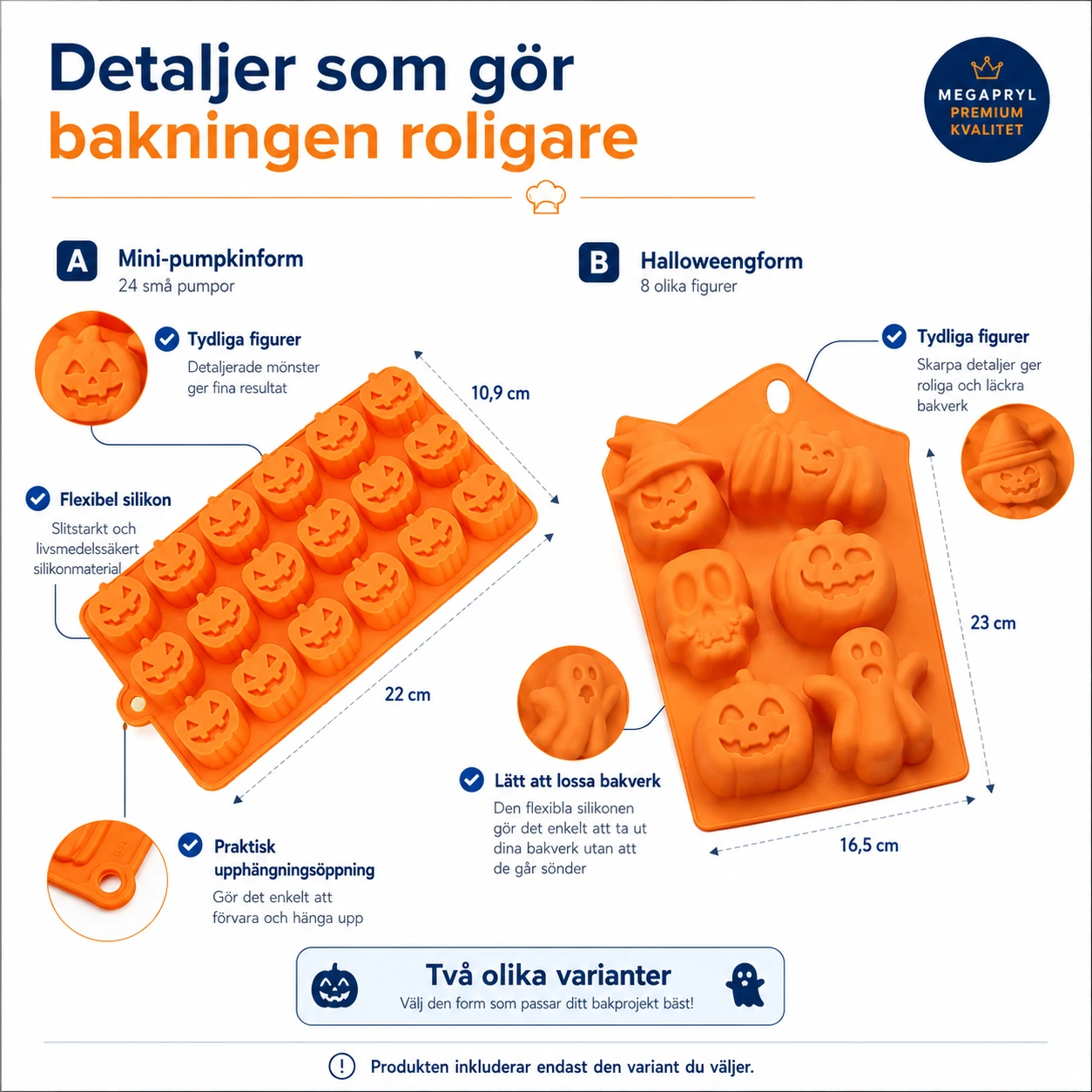 Halloweenform för bakning med pumpa och spöke