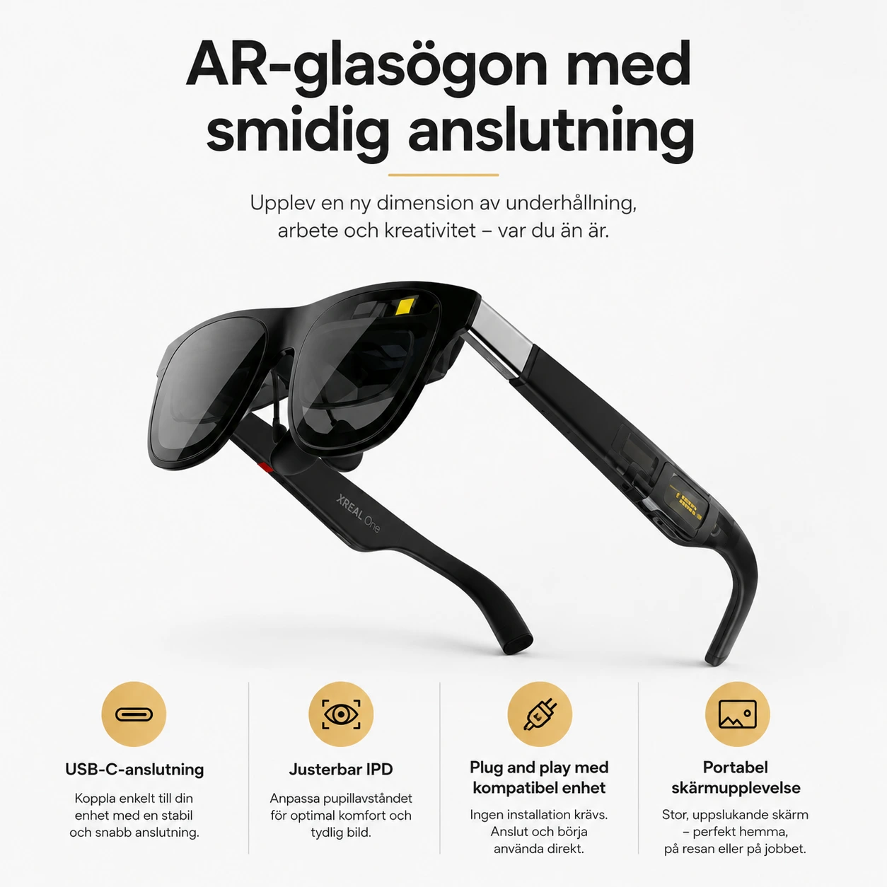 AR-glasögon med USB-C och justerbar IPD