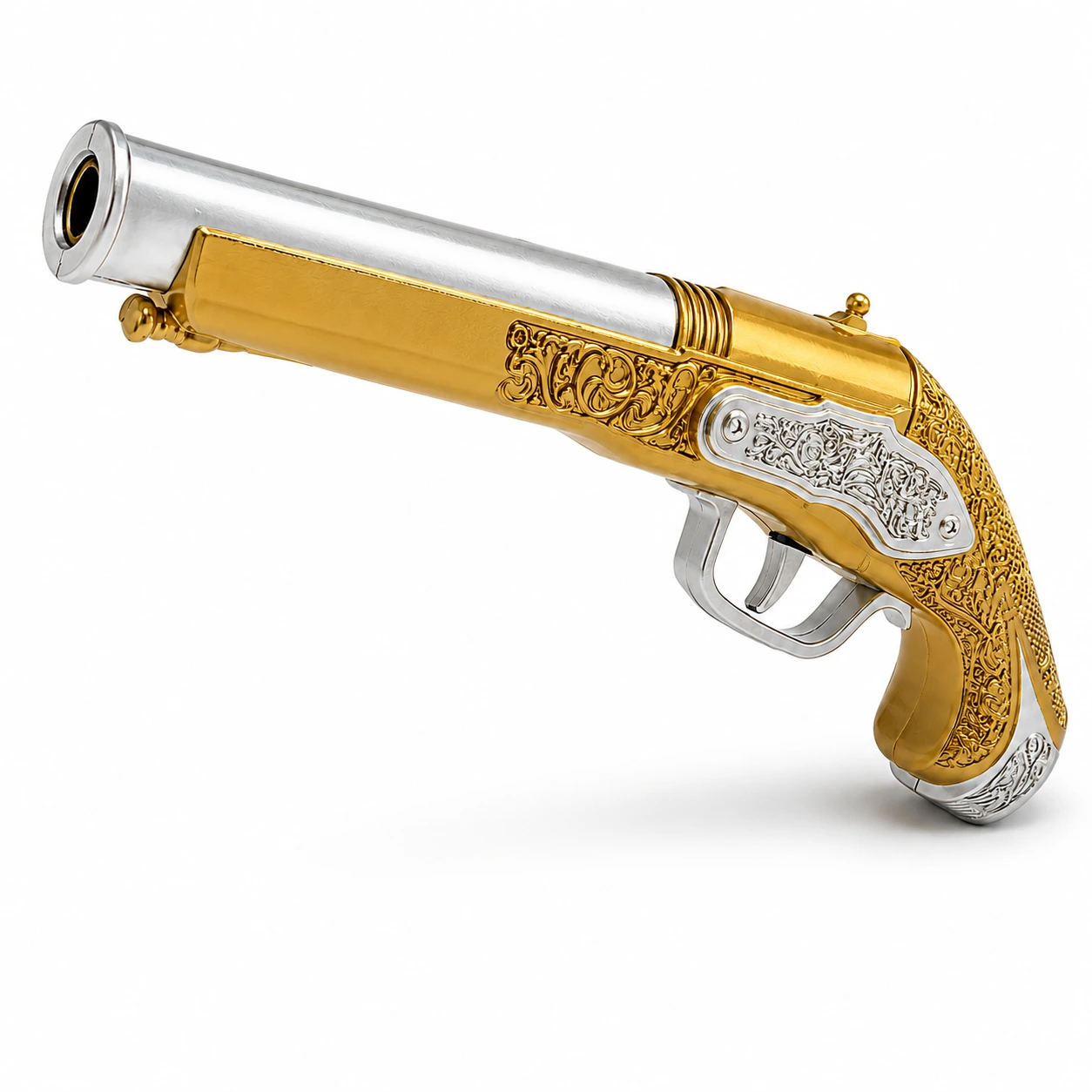 Guldpistol med måltavla