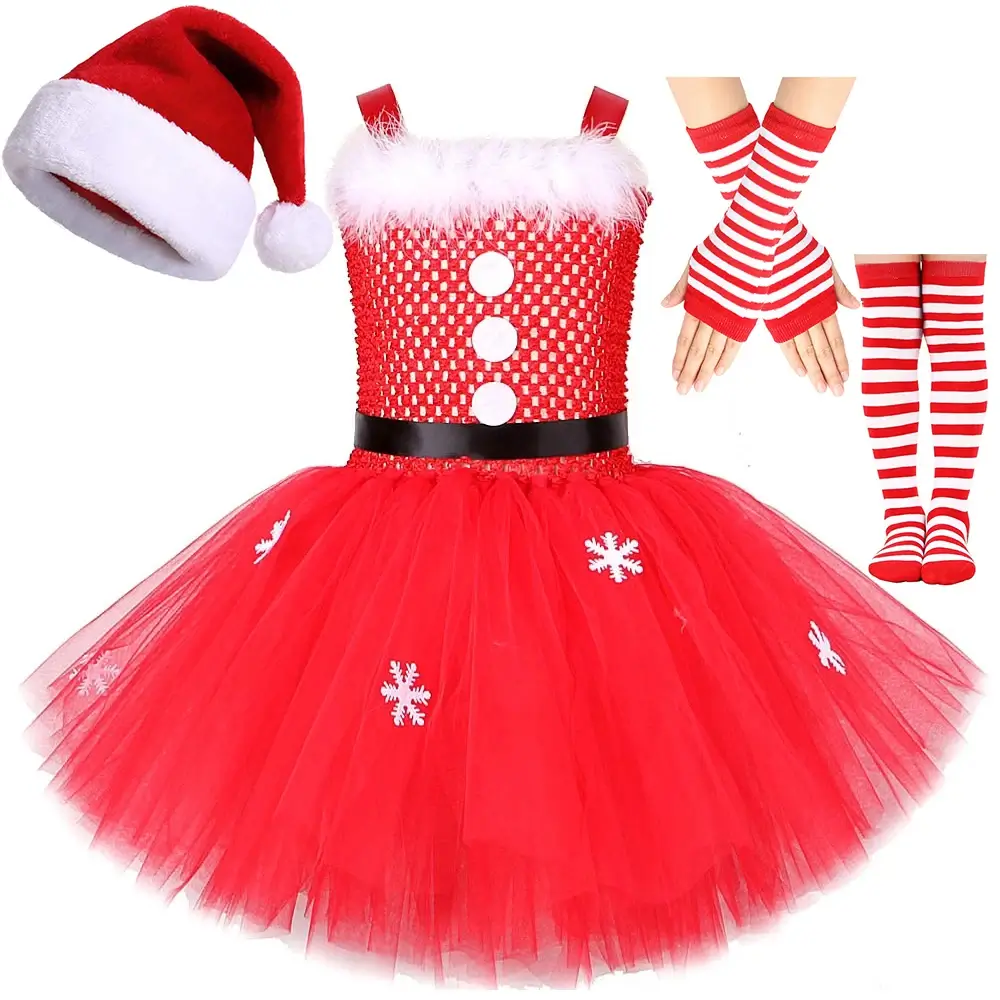 Julklänning för Flickor – Röd Tomte 8