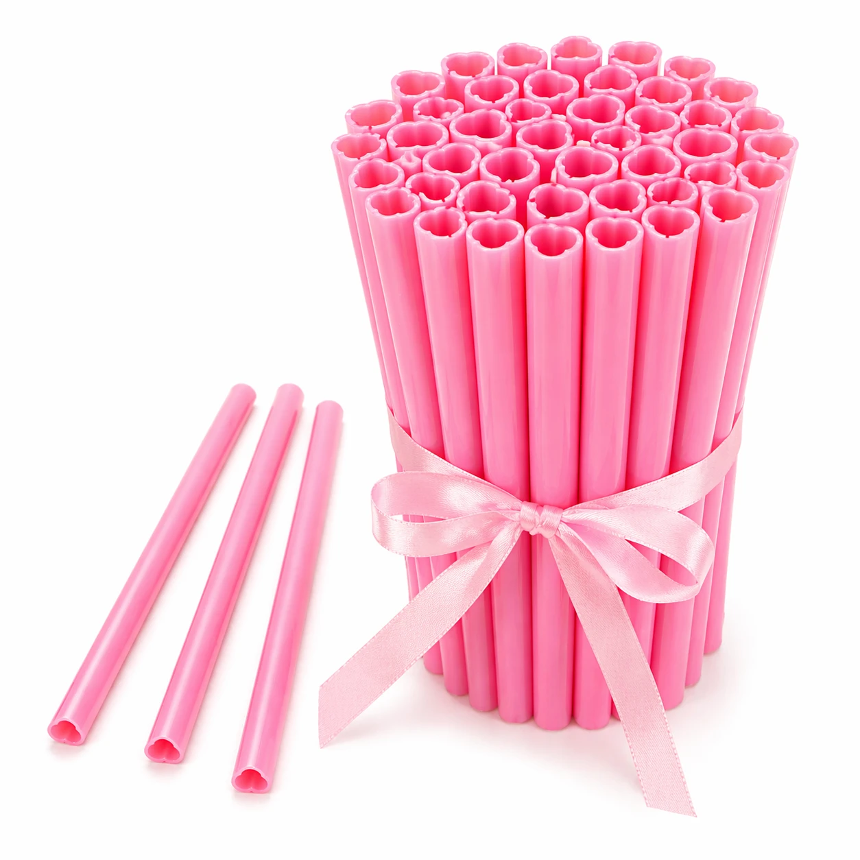 Rosa Sugrör Hjärta – 100-400 pack