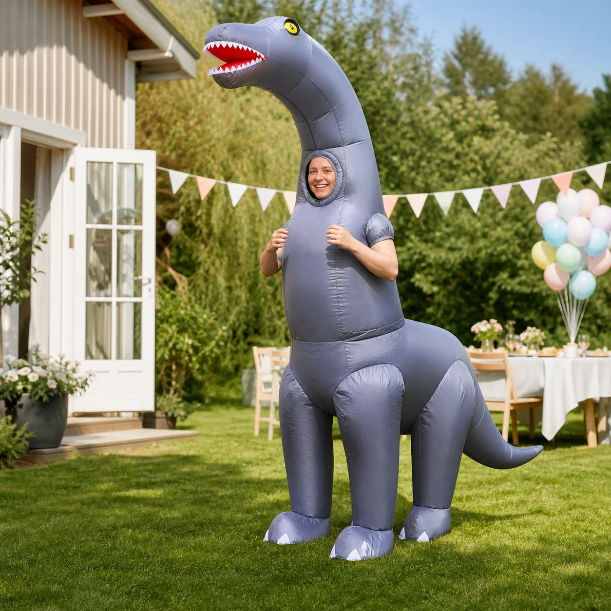 Uppblåsbar Dinosauriekostym Diplodocus för Vuxna