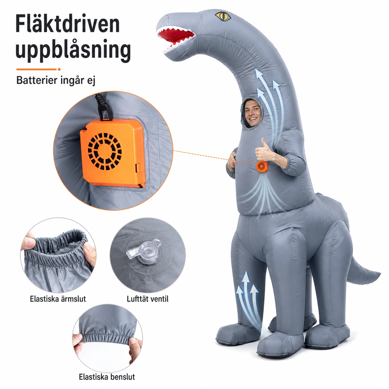 Uppblåsbar Dinosauriekostym Diplodocus för Vuxna
