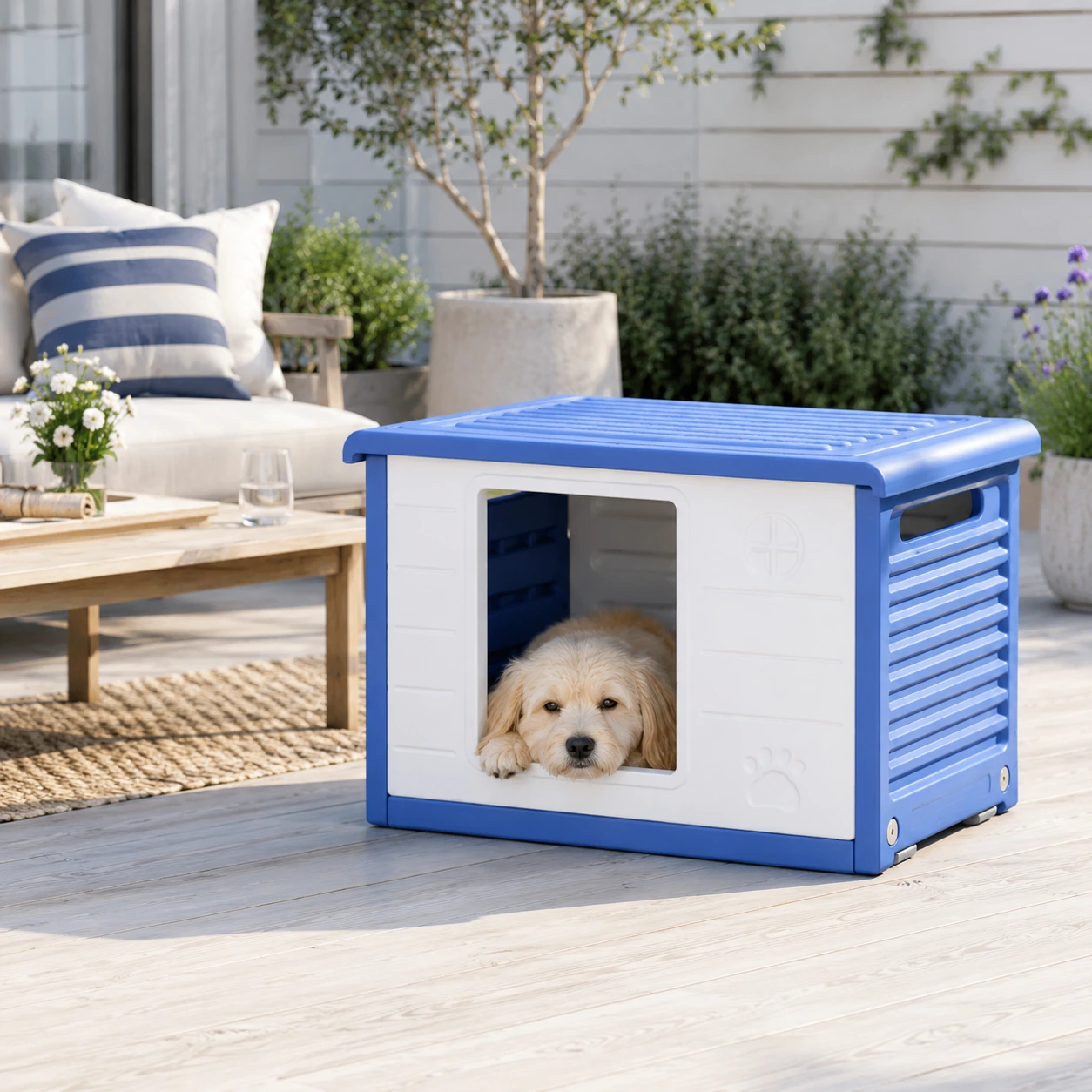 Hundkoja för utomhusbruk med ventilation