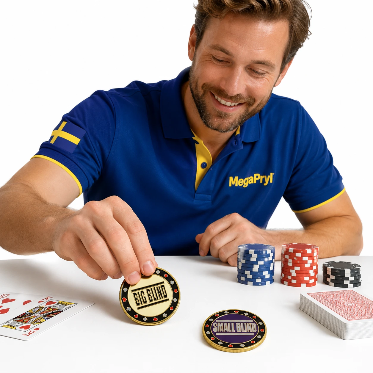 Dealerknappar för poker i metall, 2-pack