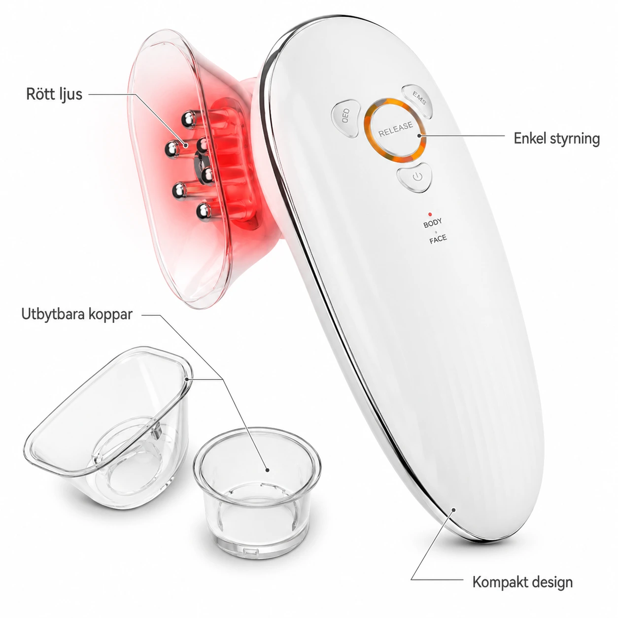 Cellulitmassage 4-i-1 med Vakuum för Ansikte & Kropp