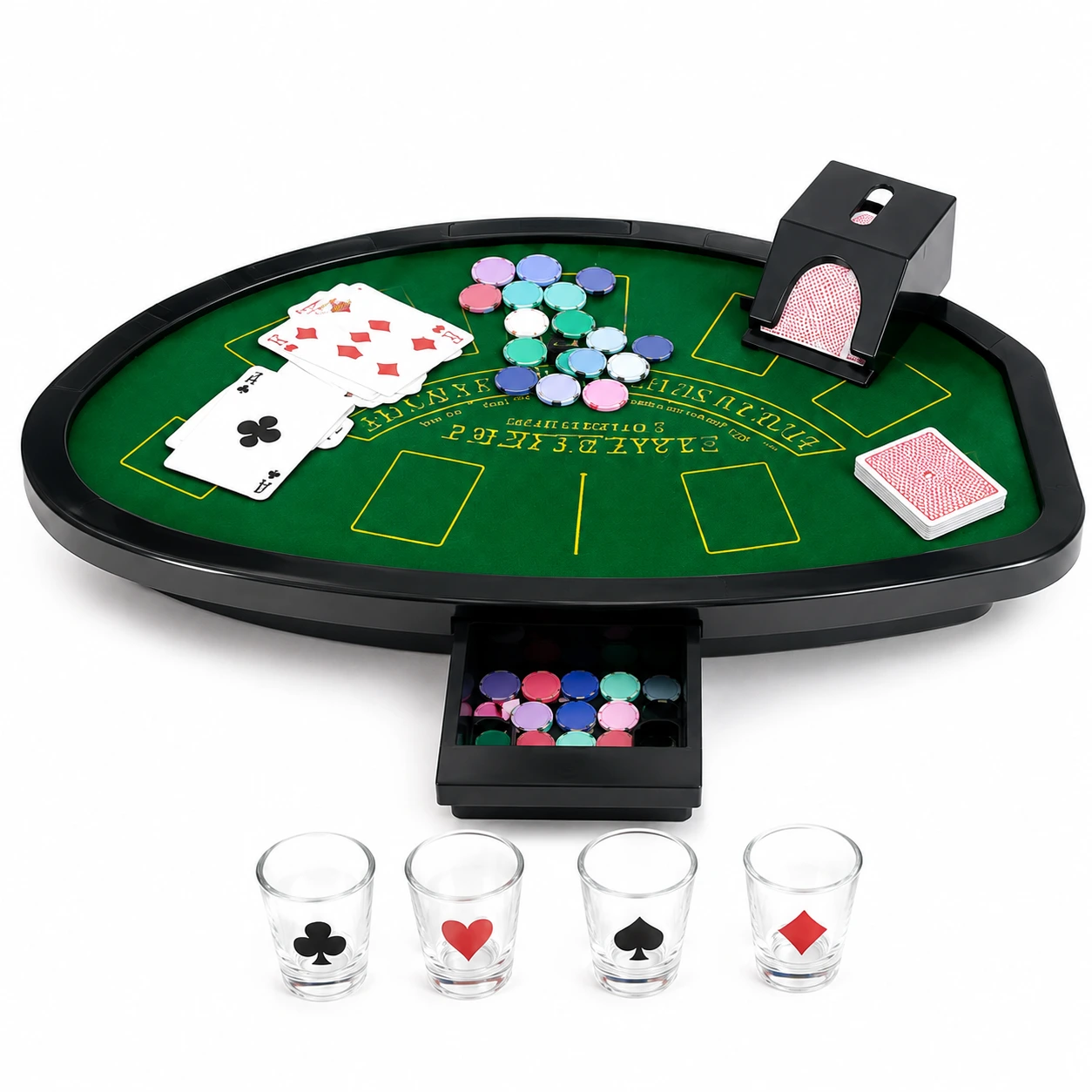 Mini pokerset för fest och spel med kort och marker