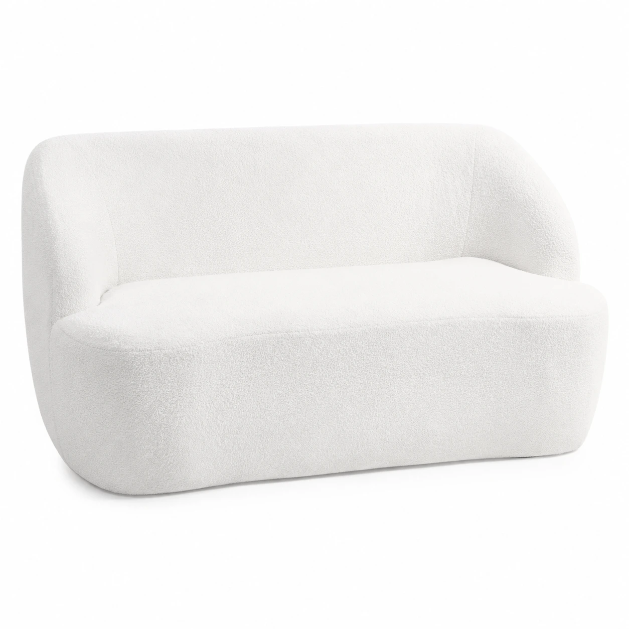 2-Sitssoffa i Teddy Vit 142 cm med Rundad Design
