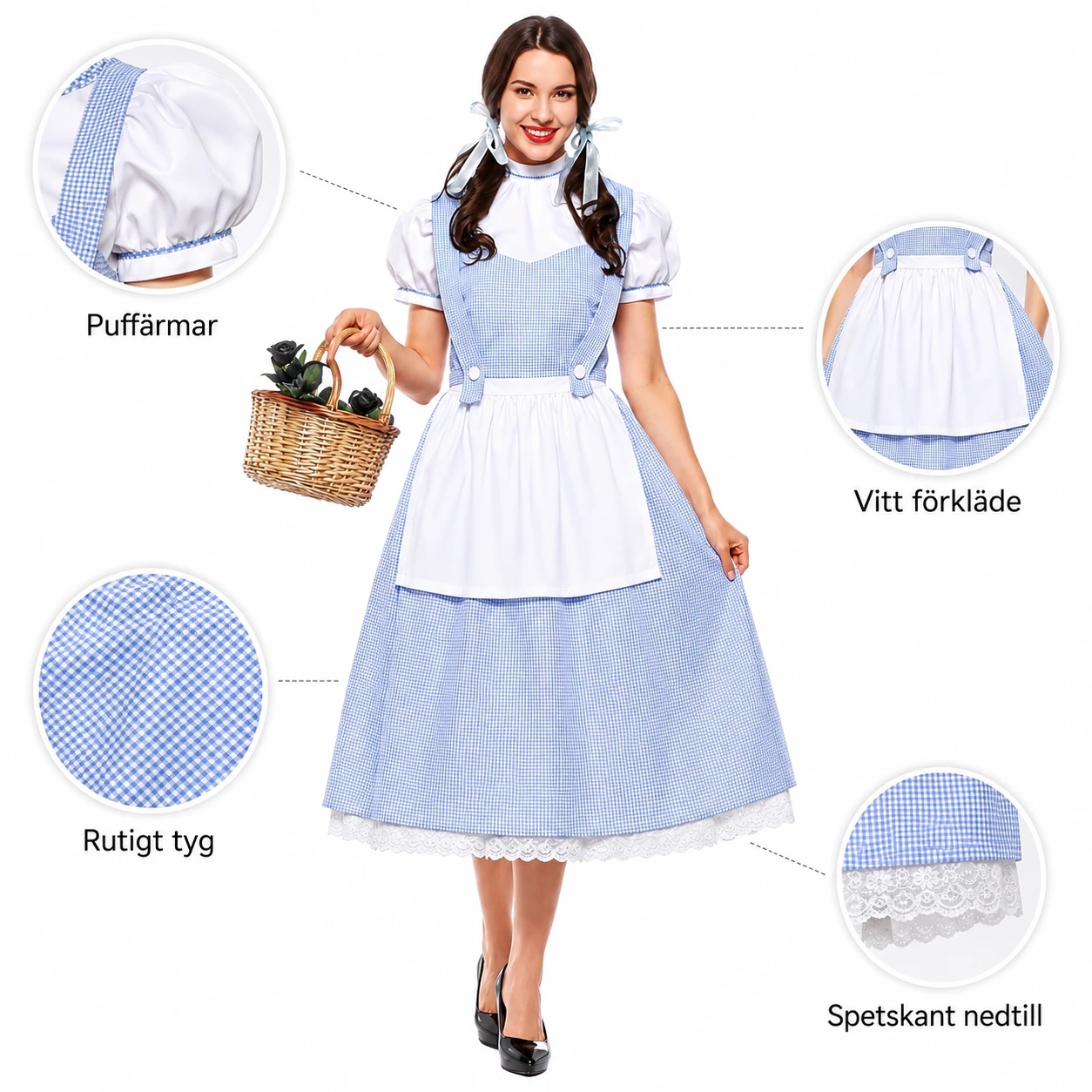 Dorothy klänning för maskerad och Halloween