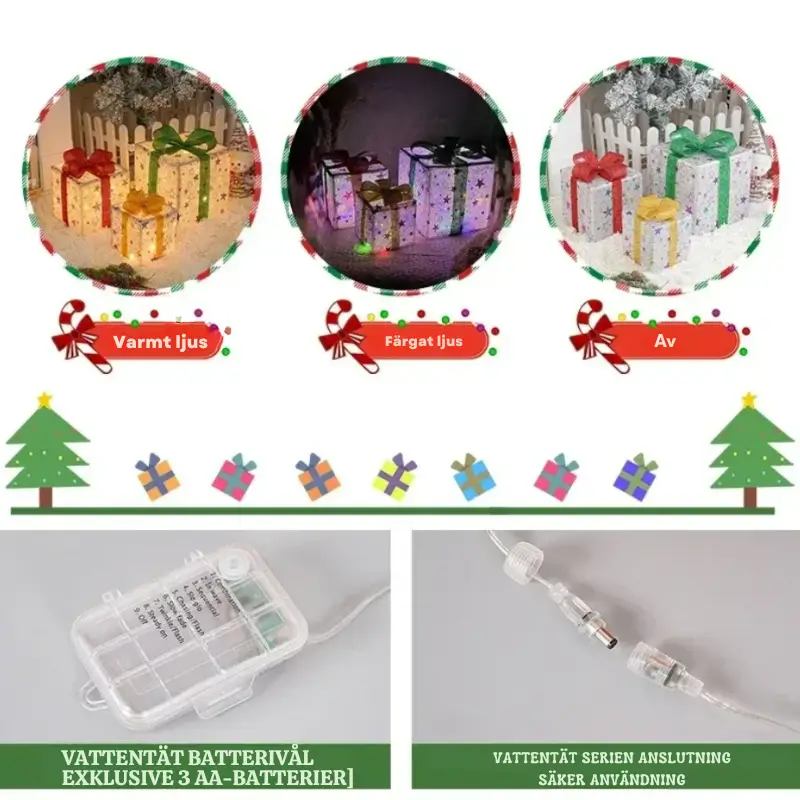 Julklappslådor Lysande LED 3-pack 3