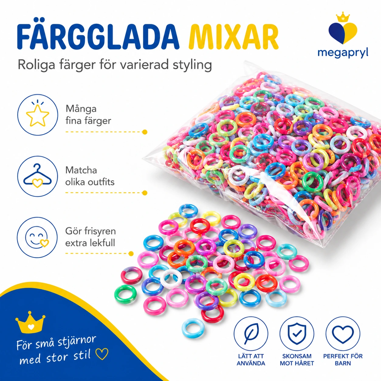 Färgglada Hårsnoddar för Barn - 300-500 Pack