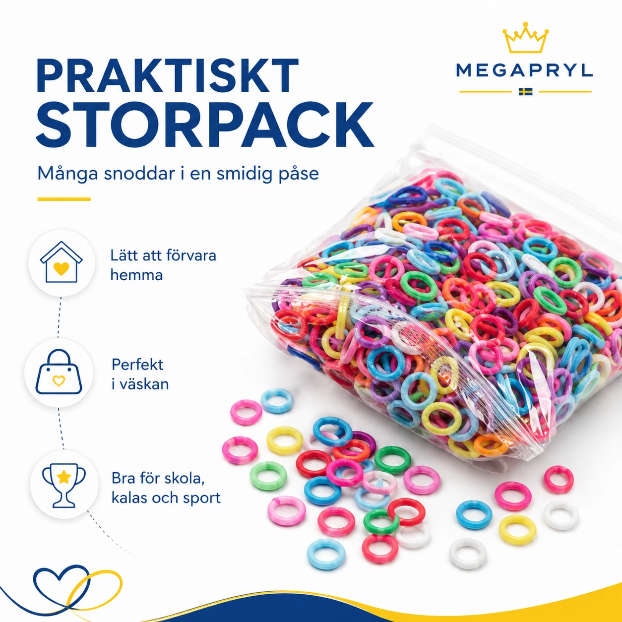 Färgglada Hårsnoddar för Barn - 300-500 Pack