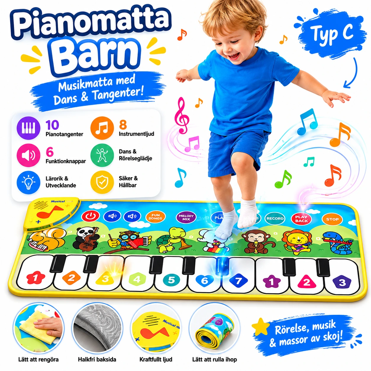 Pianomatta Barn – Musikmatta med Dans & Tangenter