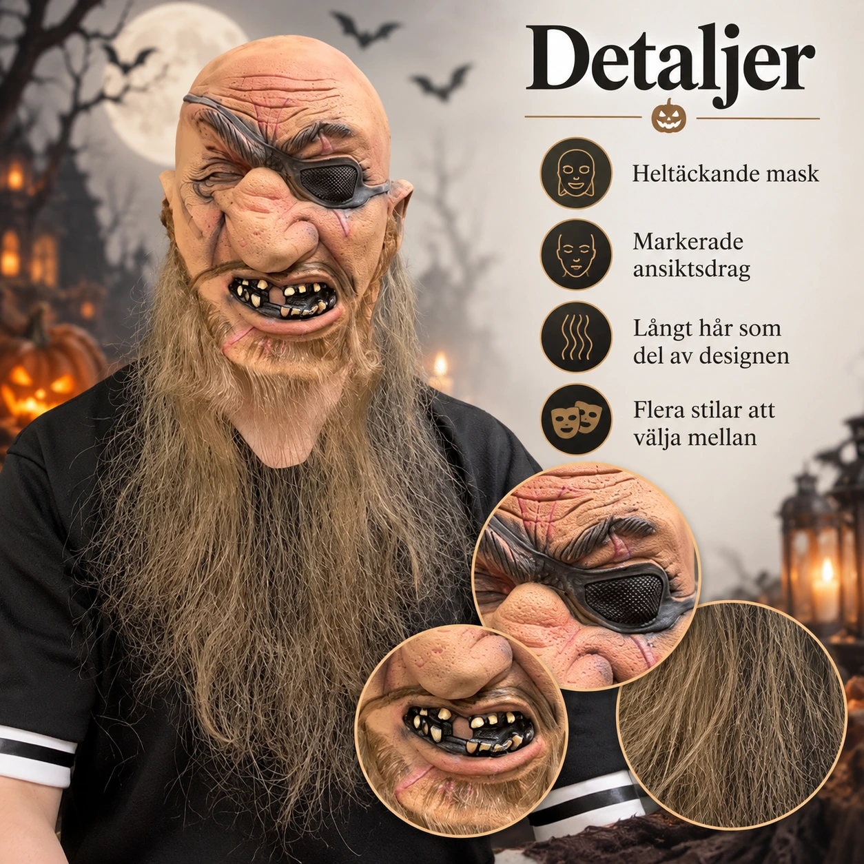 Piratmask för halloween
