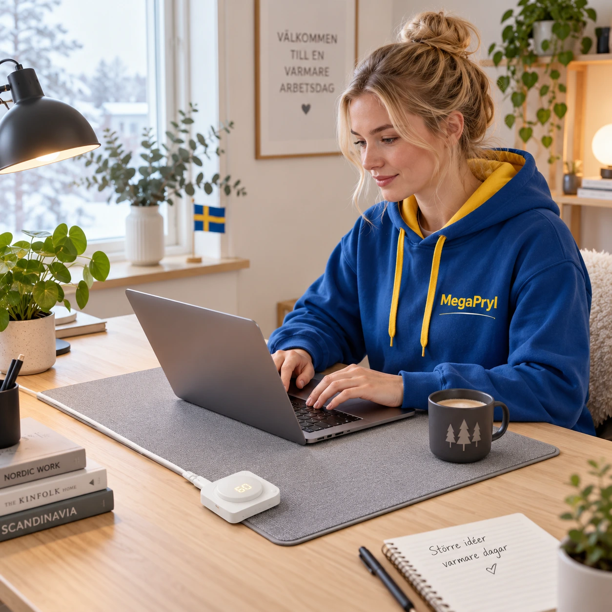 Sähköinen työpöydän lämpömatto digitaalinäytöllä