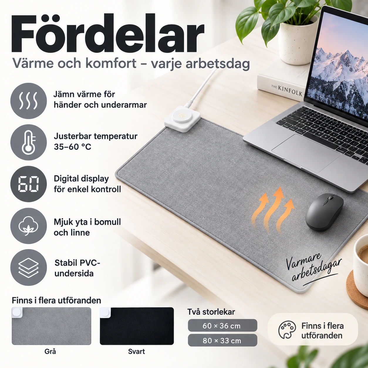 Elektrisk skrivbordsvärmare med digital display