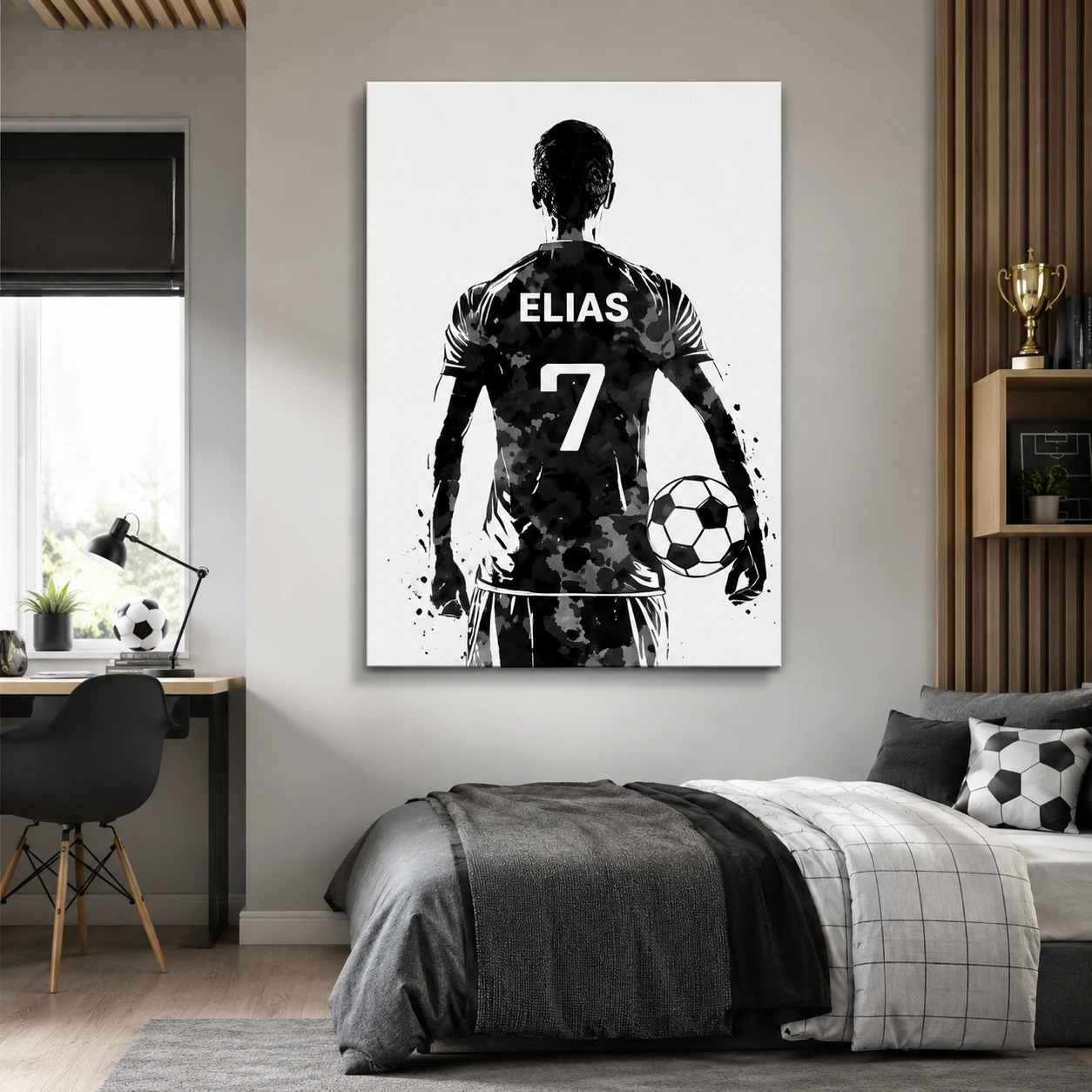 Personlig Fotbollstavla Canvas – Namn & Nummer