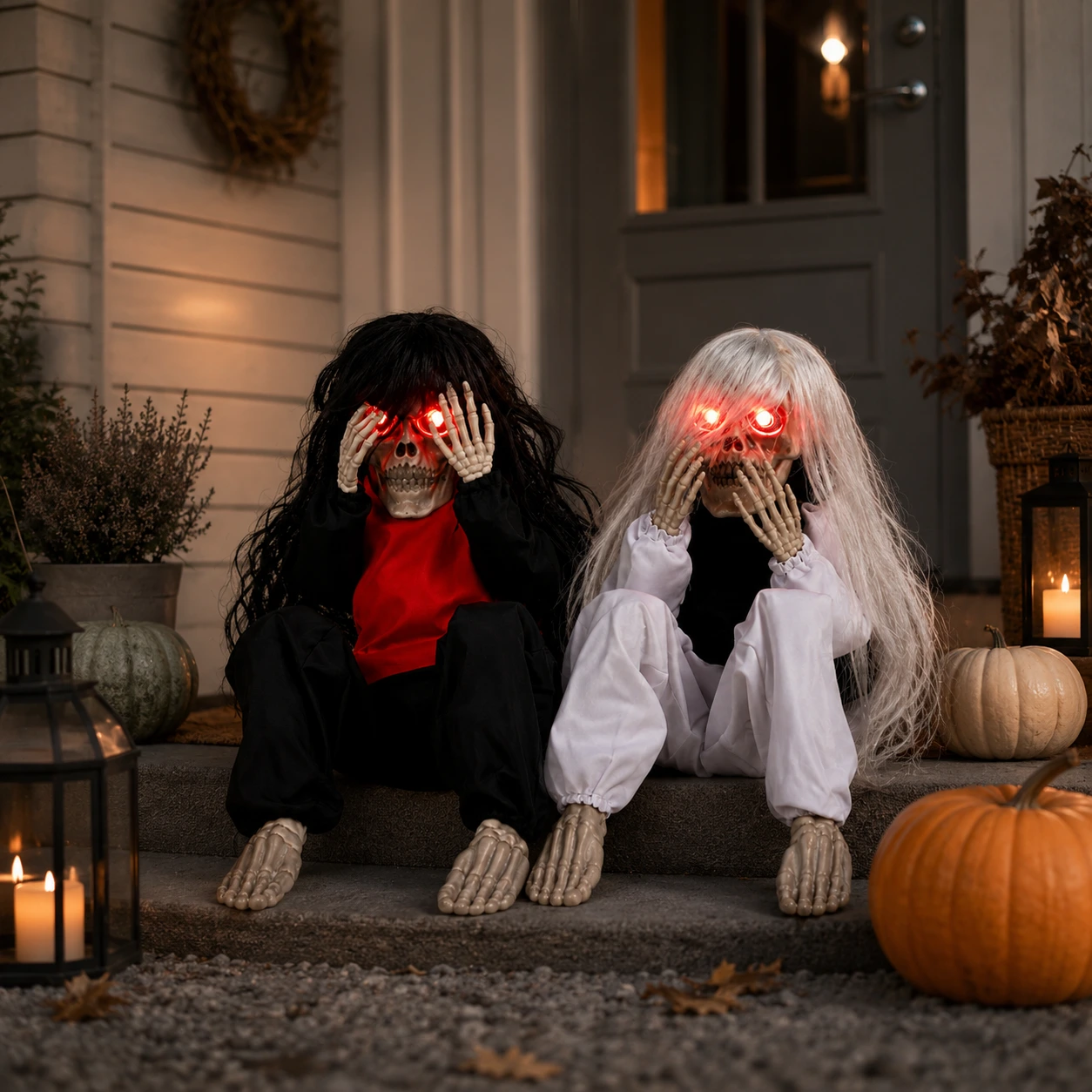 Animerad halloweenfigur med ljudaktivering och lysande ögon