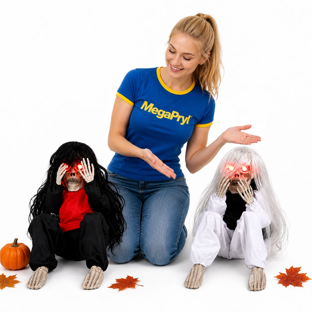 Animerad halloweenfigur med ljudaktivering och lysande ögon