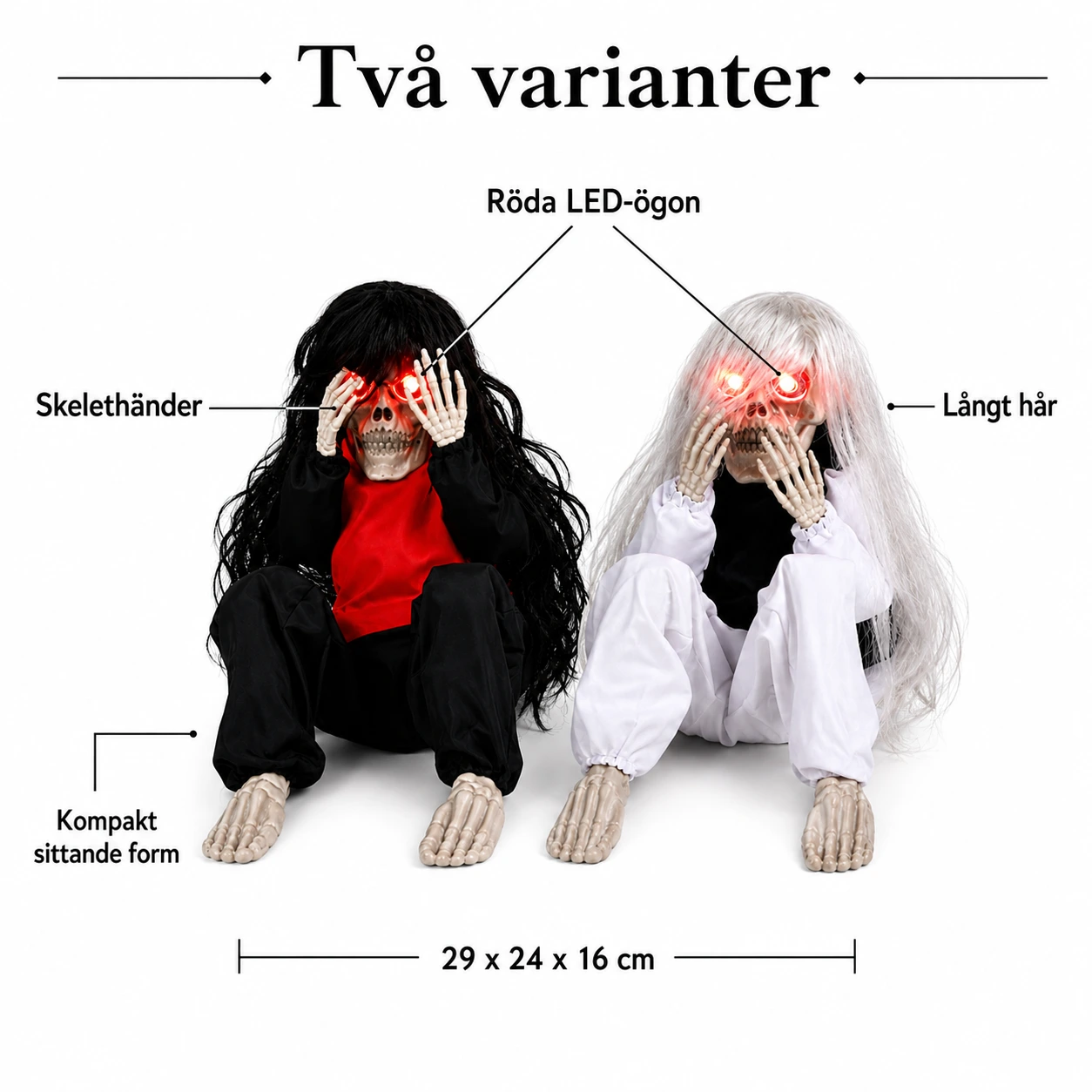 Animerad halloweenfigur med ljudaktivering och lysande ögon