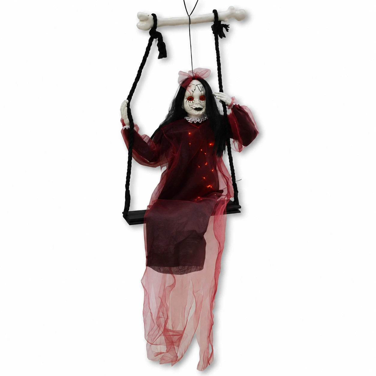 Hängande Halloween-spöke på gunga för utomhusdekoration