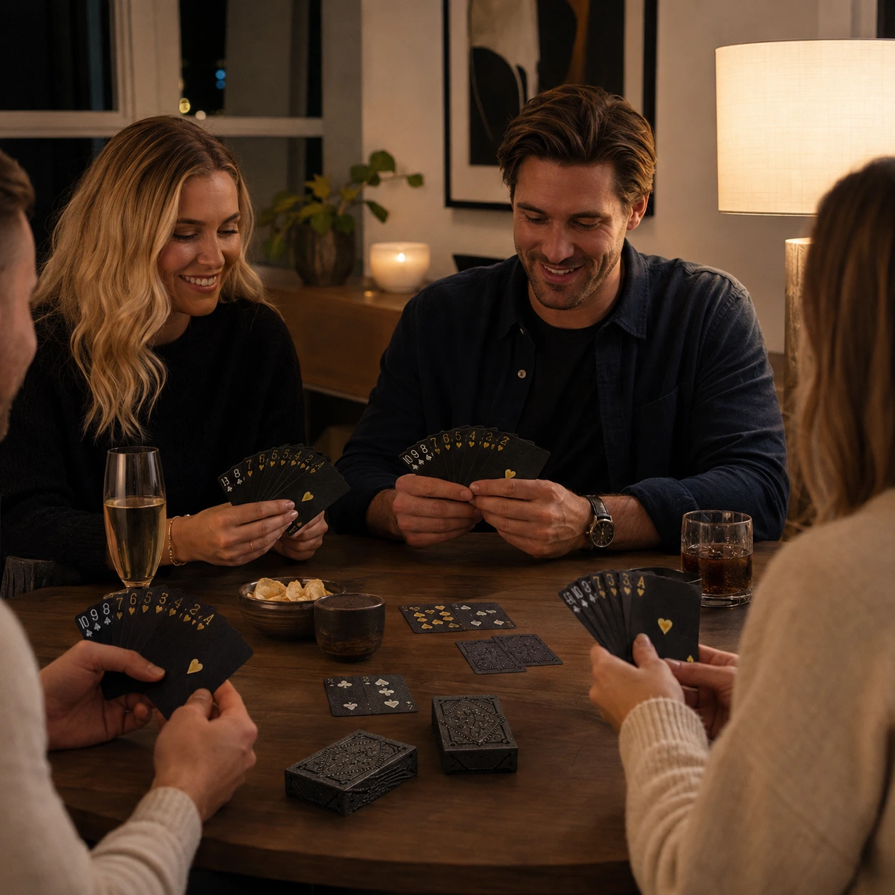 Spelkort med svart design för poker och kortspel