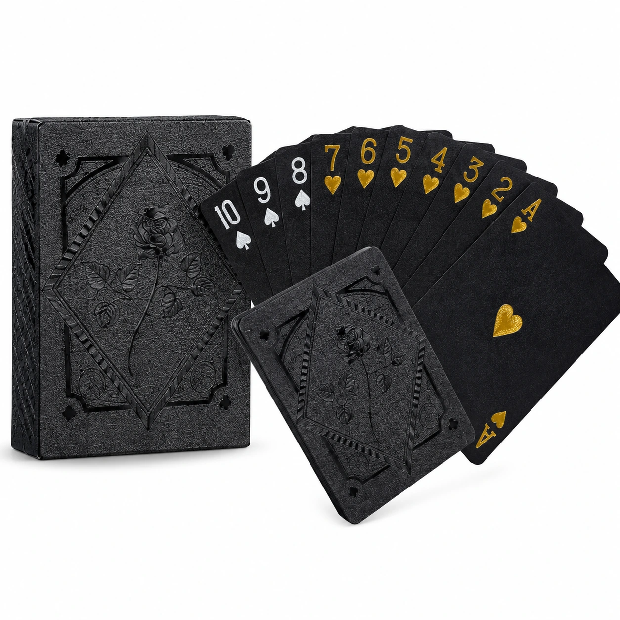 Spelkort med svart design för poker och kortspel